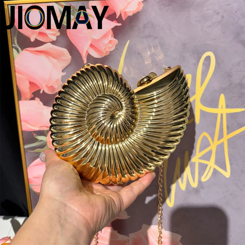 JIOMAY Personalized Fashion Conch Acrylic Bag er Handbags High Quality 2024 Exquisite Gold Purse Portable Shell Bag 250305