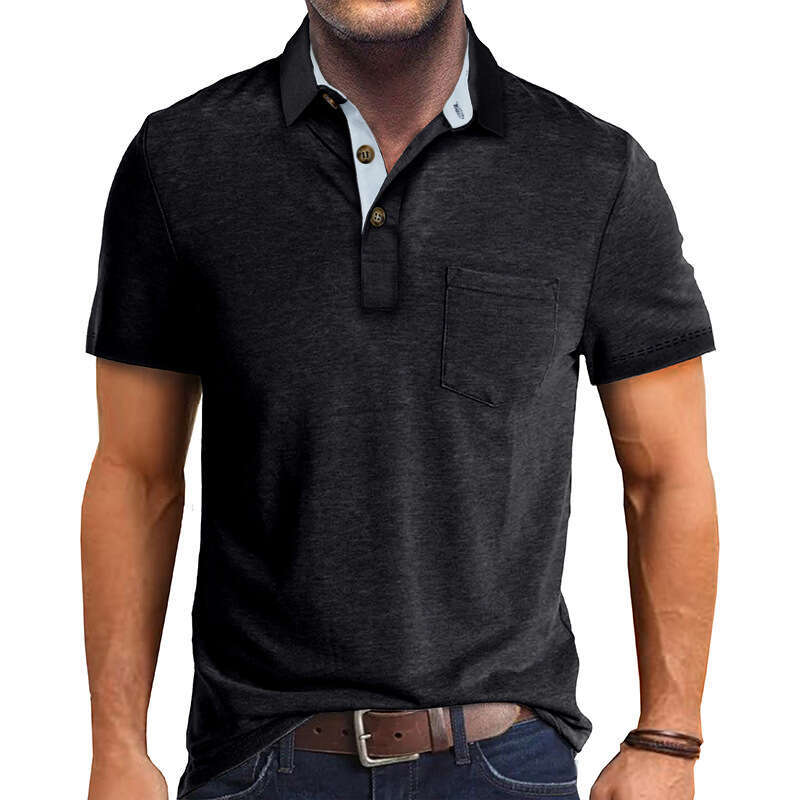 summer European and American short sleeved lapel T-shirt men's shirt top polo wholesale new casual versatile fashion clothing