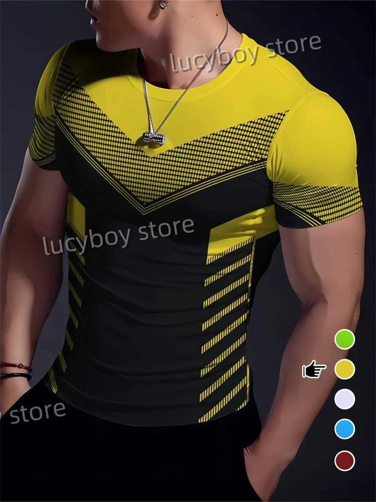 Mens Sports Stripe Gym T Shirt Mans Casual Short Slve Ts Quick Drying Running Sportwear Men Oversized Tops men Clothing X250313