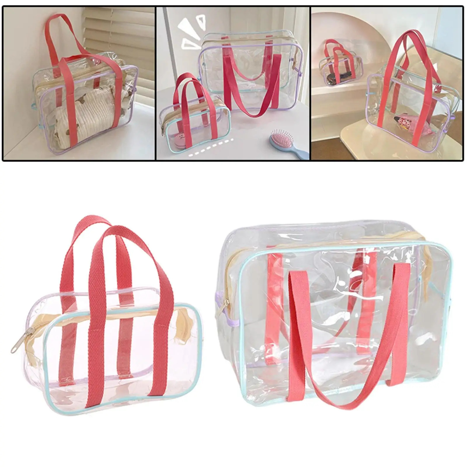 Clear Tote Bag PVC Messenger Shoulder Bag for Bathing Concerts Vacation R250312
