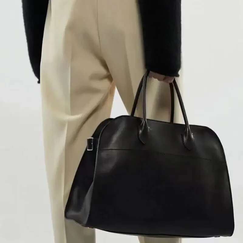 Leather Versatile Commuter Shoulder Handbag Women's Boston For Storage Cowhide Retro Large-Capacity Tote Bag