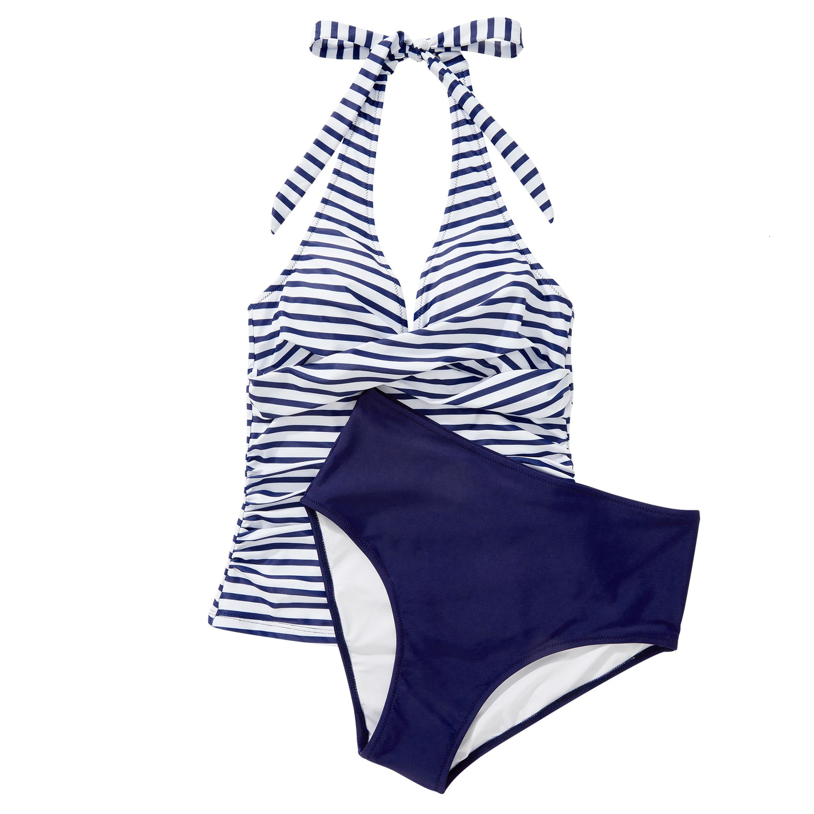 High Waist Bikini Set Womens XLSize Swimsuit Bandage Print Bathing Suits Push Up Swimwear Plus Size Tankini Women 2024 250311