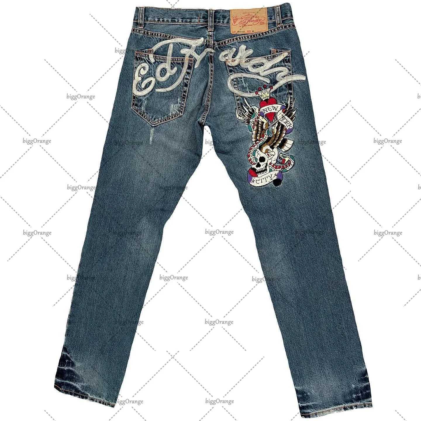 Y2K New American Jeans Vintage Letter Printed Jeans Mens Street Hip Hop Harajuku Punk High Waist Wide Leg Pants X250313