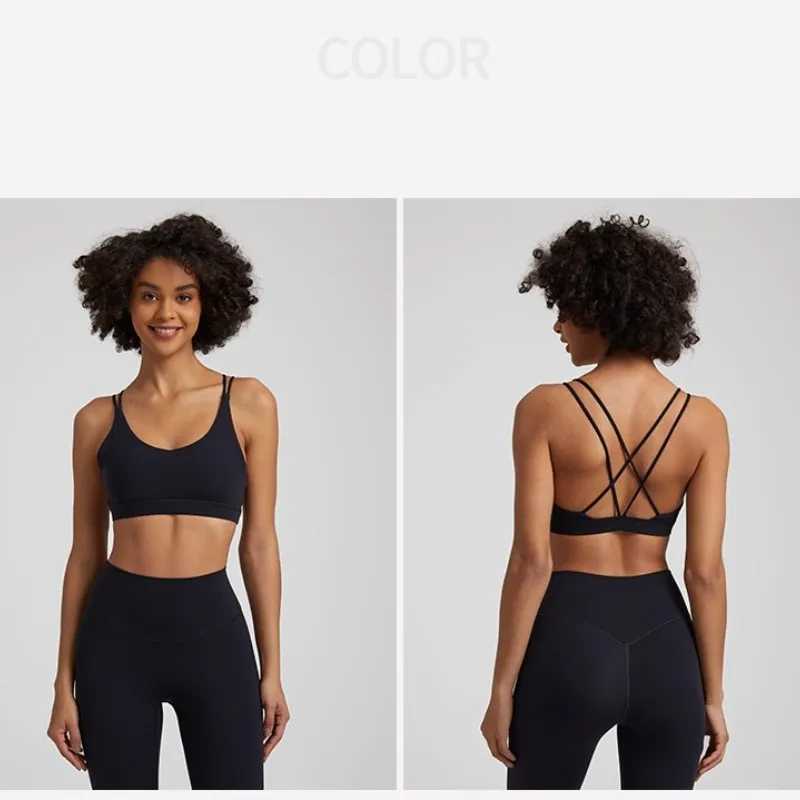 Active Shirts Tees Solid Color high strength Gym underwear cross Women Fitn Sport Bra Top shockproof Athletic Tight Workout With Chest Pad Y250312ALX9