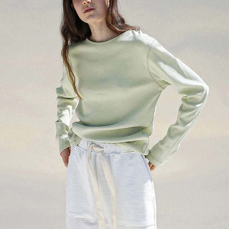 Cotton Round Neck Long-Sleeved White T-Shirt Women's Spring New Threaded Haruku Chic Basic Tees Casual Female Tops