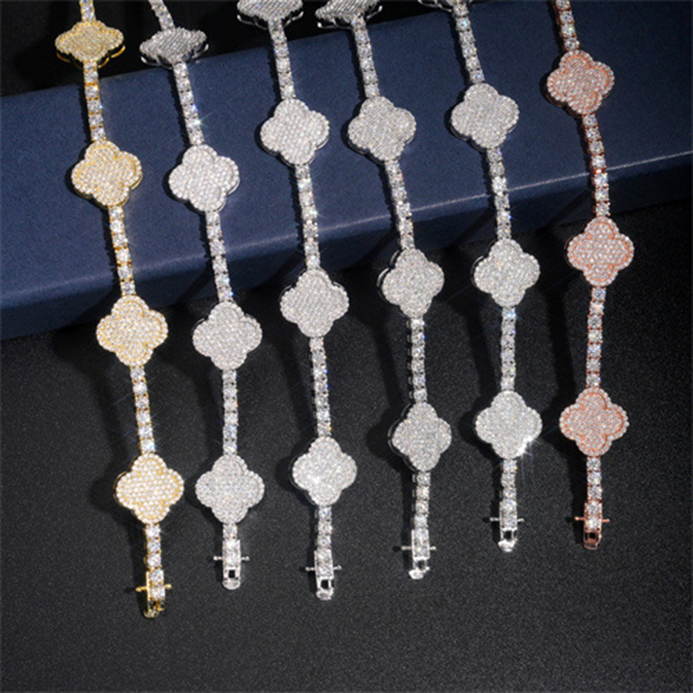 3mm Fashion Moissanite Tennis Chain Bracelet For Women S925 Silver Iced Out Hand Chain Hip Hop Jewelry Pass Diamonds Tester