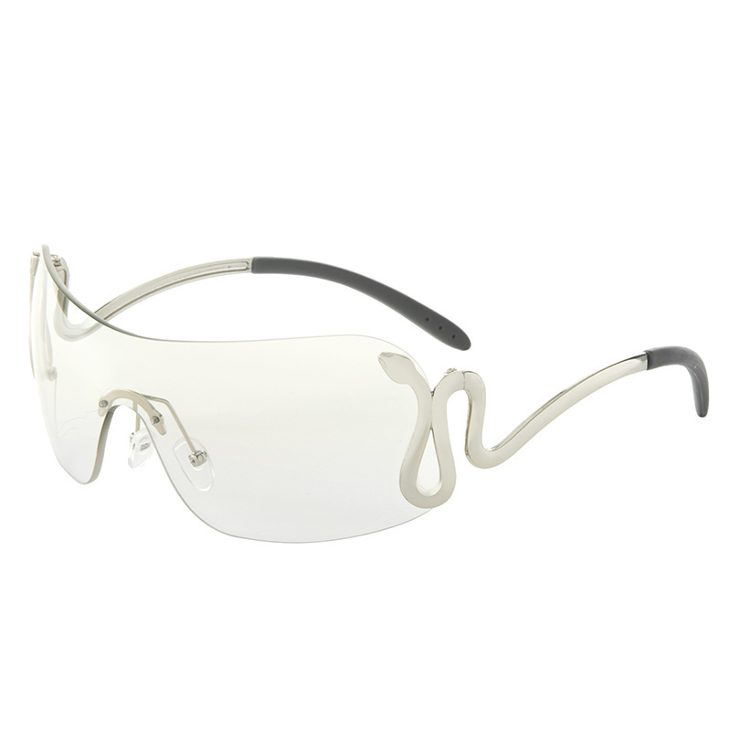 Free shipping 2025 new women frameless fashion sunglasses sunscreen party daily outfit gray blue pink transparent fashion design trendy