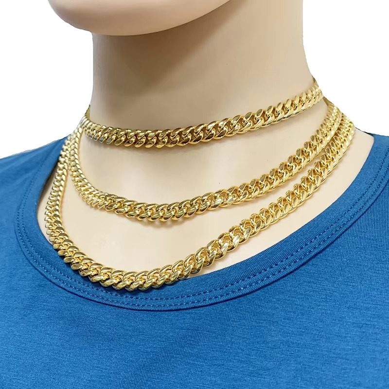 Ready to Ship Stock Stainless Steel 316L 18K Pvd Plated 8MM Miami Mens Cuban Chain Necklace