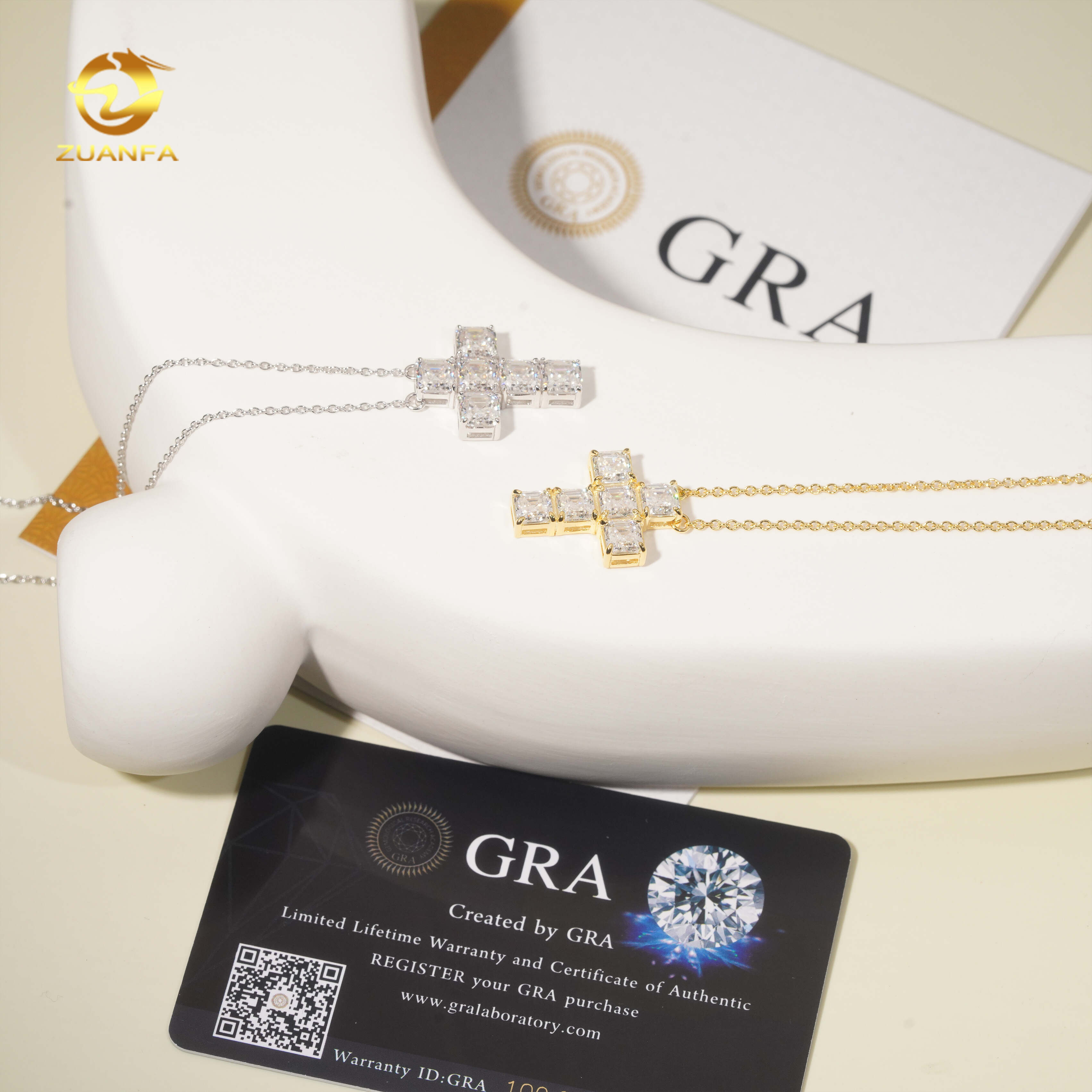 Luxury 925 Silver Asscher Cut Cross Pendant Necklace Unisex Moissanite Diamond Iced Out Hip Hop Women Necklace