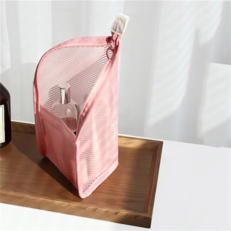 1 Pc Folding Zipper Travel Makeup Brush Bag Portable Mesh Cosmetic Bag Travel Makeup Bag Toothbrush Washing Organizer R250312