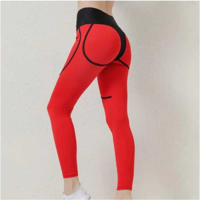 Active Pants Sports High Waist Leggings Women Spliced Slim Tights Gym Workout Running Sexy Butt Lift Fashion Elastic Cropped Pants Y25031282YN