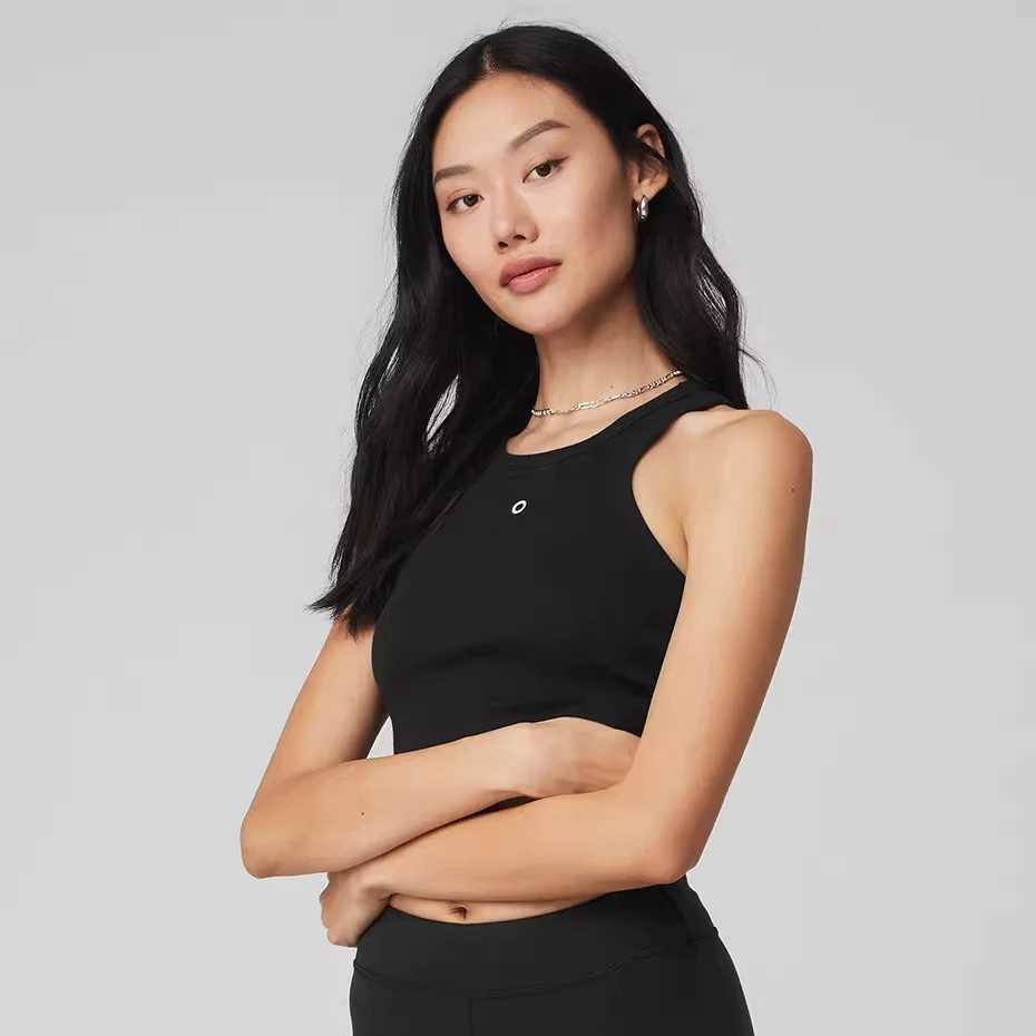 Active Shirts Tees LO womens Aspire tank knit vest Slvel Seam short training exercise gym womens top running slimming vest Y250312KY2S