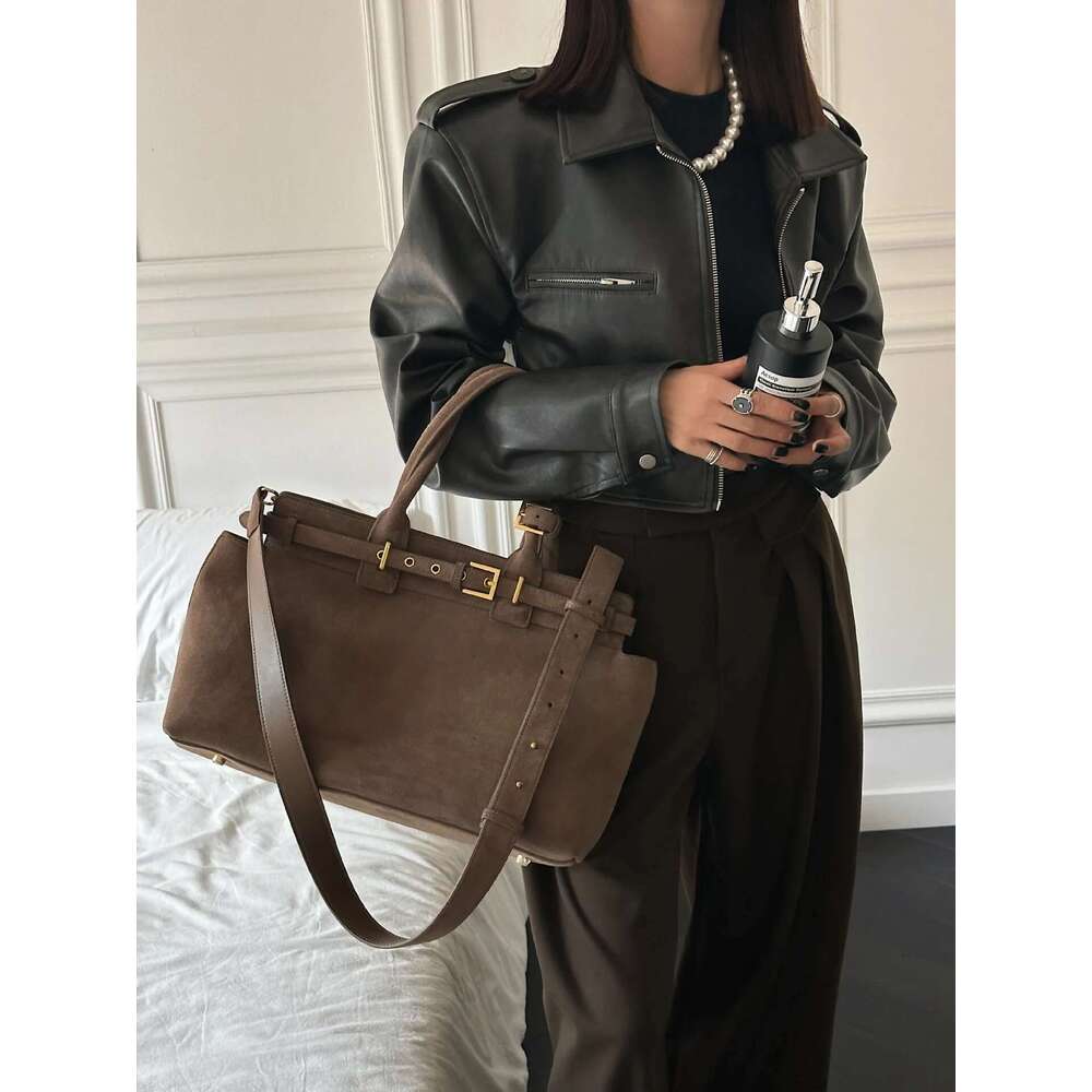 Women's Bags Genuine Leather Large Capacity Suede Handbags For Women Designer Tote Casual Fashion Belt Buckle Crossbody Bags