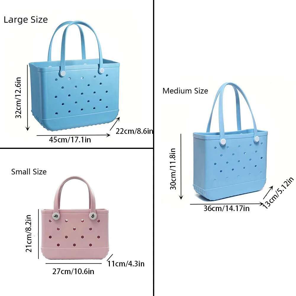 Extra Women's Material Beach Summer Picnic Basket, Waterproof Handbag, Large Capacity Shopping Bag, Hole-Ll