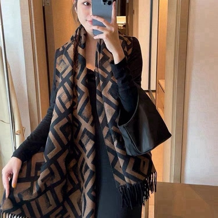 Designer scarfs brand women's cashmerefull letter printed scarf luxurious soft touch double-sided Scarves warm in winter thickened versatile shawl
