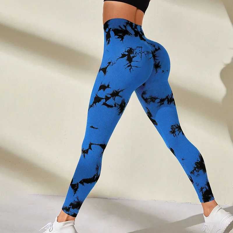 Active Pants High waisted tie dye leg womens Fitn Seam leg high elasticity slim buttocks lifting fashion gym training running tight fitting Y2503124E1