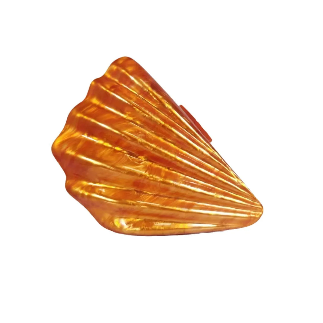 2024 Womens European and American Shoulder Oblique Span Bag Fan Shell Acrylic Bag Fashion Wedding Dinner Clutch Bag 250305