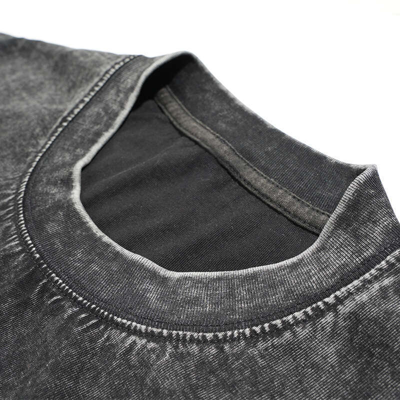 Retro stir fried snowflake washed made of European American pure cotton, loose base round neck pullover, heavyweight T-shirt for men in 2025, new casu