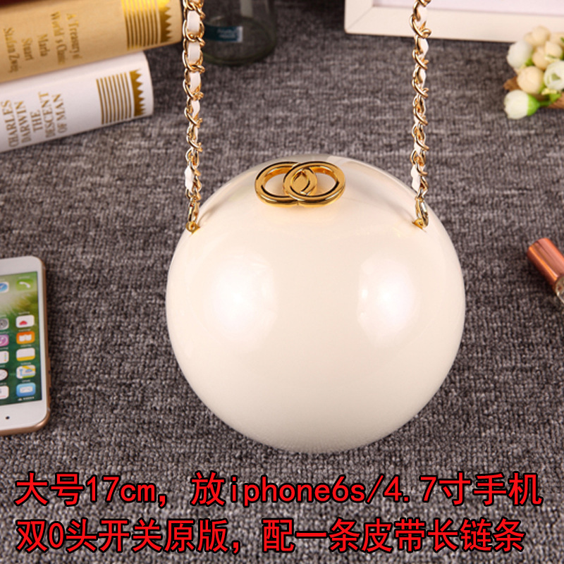 Large Handheld Pearl Banquet Makeup Women's Round Acrylic Hard Box Earth Diagonal Cross Bag Crystal Evening Bag