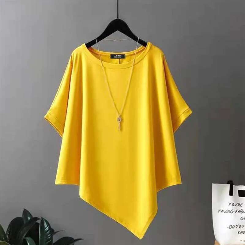 Summer Women Irregular Oversized T-Shirt Koreon Clothing Fashion Female Short Sleeve Tees All-Match Loose Pullover Casual Tops