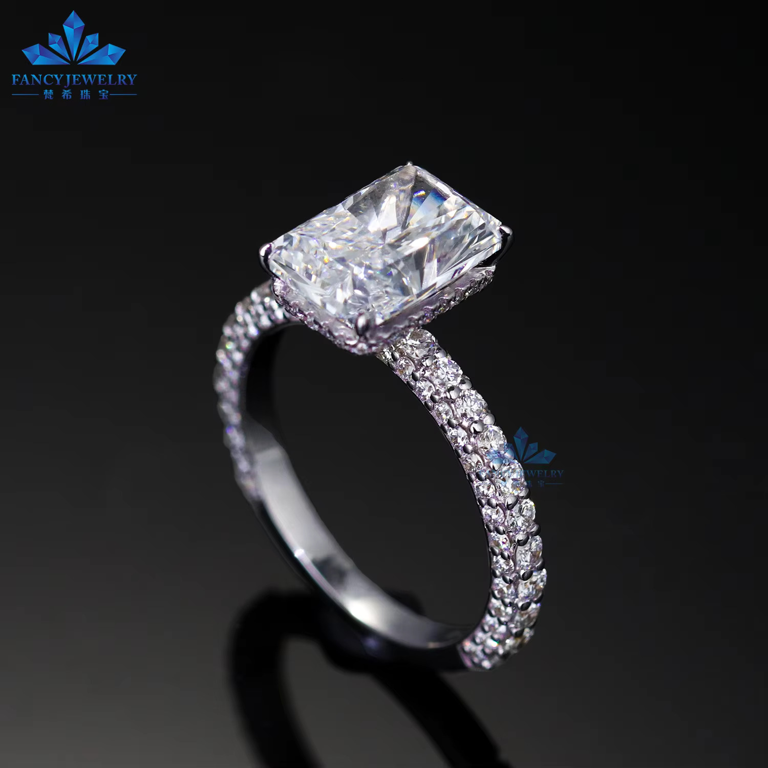 Custom Engagement Wedding Ring Jewelry 18k Solid Gold D VS1 Radiant Cut 3ct Lab Grown Diamond Ring