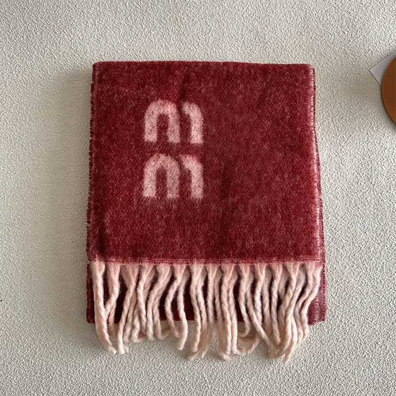Scarves 2025 Winter New Jacquard Double sided Two tone Mixed Color Womens Scarf with Wool Mix Simple Warm H250313 K2BM