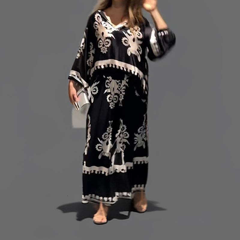 2025 Spring New Printed Collar Long Sleeve Top, Vest Pants, Temperament Commuter Set For Women