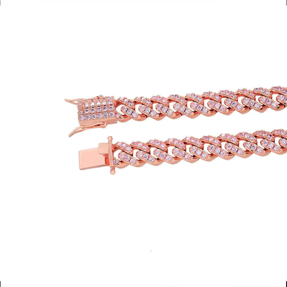 Fashion Hip Hop Rose Gold Plated 10mm Iced Out 5A Zircon Diamonds Brass Micro Pave Miami Cuban Link Chain Necklace for Mens