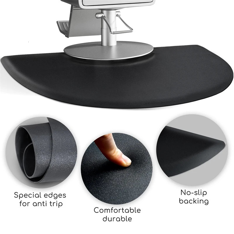 Salon Chair Mat for Barber Shop Anti-Fatigue Floor Mat Salon Floor Mat - Black Semi Circle Salon Mat for Hair Stylist Thick Salon 250312