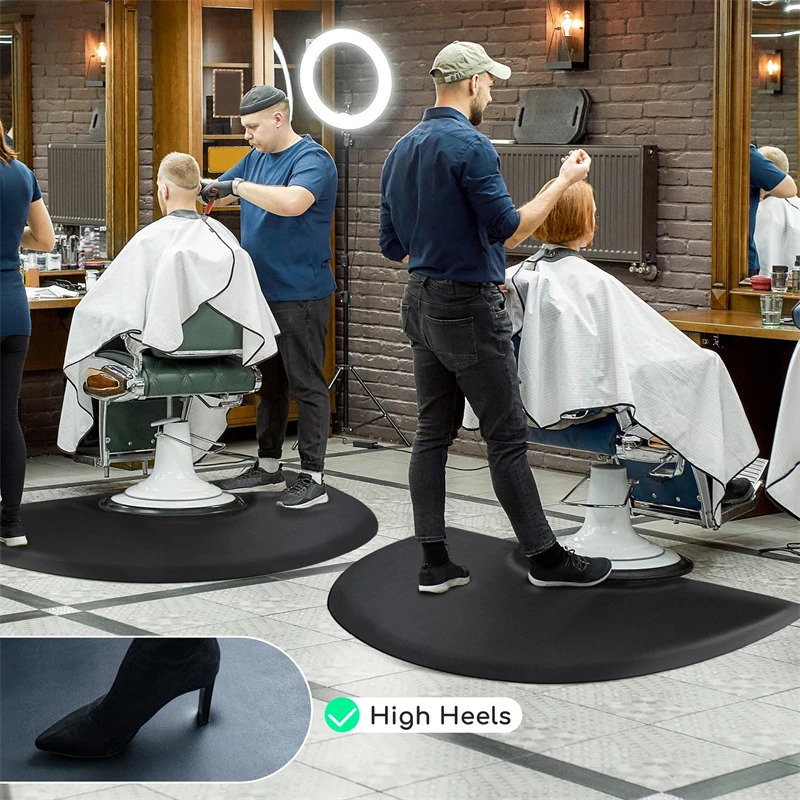 Salon Chair Mat for Barber Shop Anti-Fatigue Floor Mat Salon Floor Mat - Black Semi Circle Salon Mat for Hair Stylist Thick Salon 250312