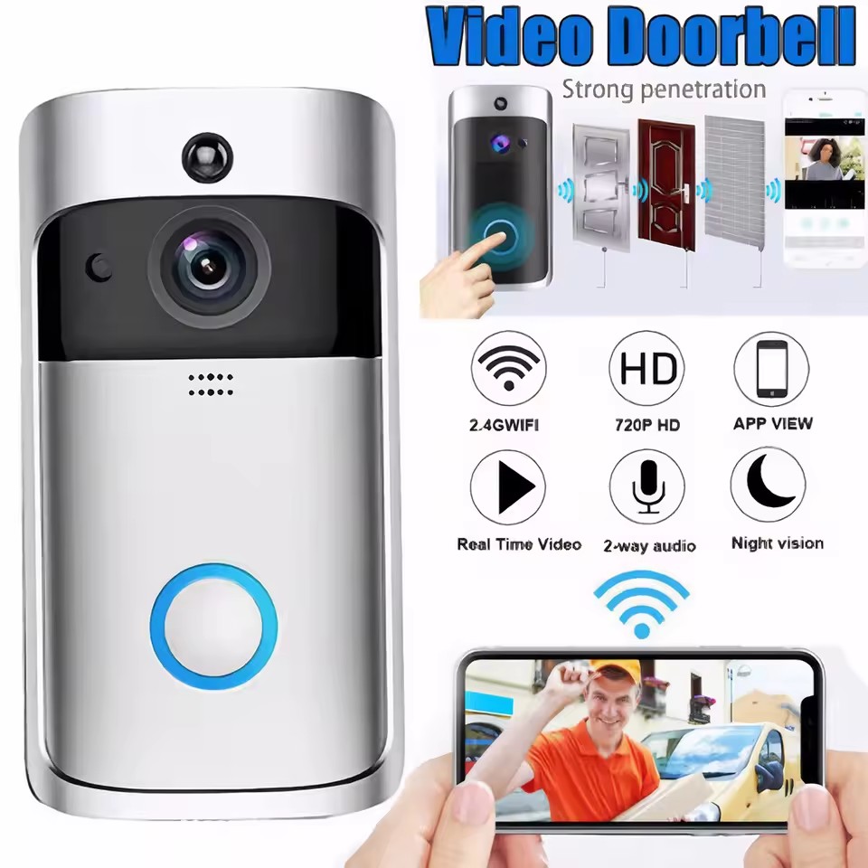720P HD Smart Home Wireless WIFI Doorbell Camera Security Video Intercom IR Night Vision AC Battery Operated House Door Bell New V5