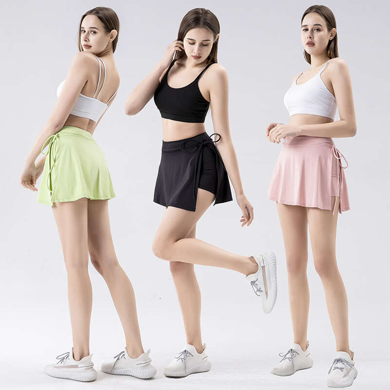 Sports yoga badminton tennis half body quick drying pocket short side slit tied skirt, women's 2025 new style, chic and elegant clothing