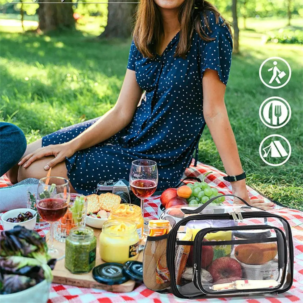 Outdoor PVC Travel Handbag Transparent Waterproof Shopping Storage Tote Bag Zipper Large Capacity Clear Picnic Bag R250312
