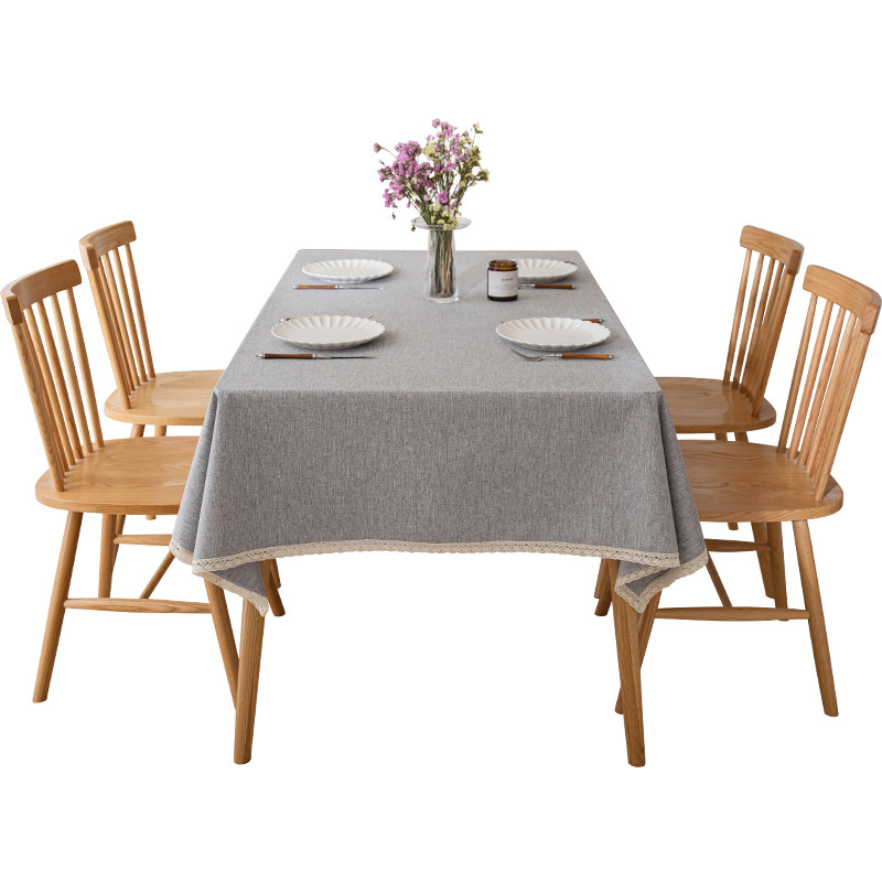 C344 Imitation cotton and linen tablecloth waterproof and oil-proof washable light luxury high-end coffee table tablecloth rectangular solid color tab