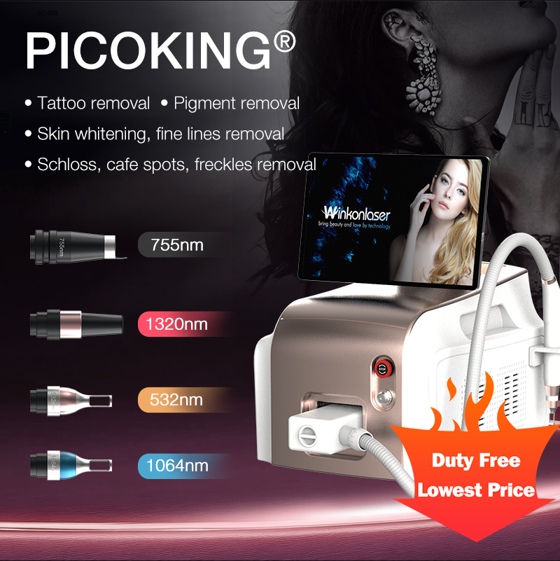 Portable Picosecond Laser Tattoo Remover Machine Q Switch Nd Yag Picosecond Laser Machine 755nm skin whitening