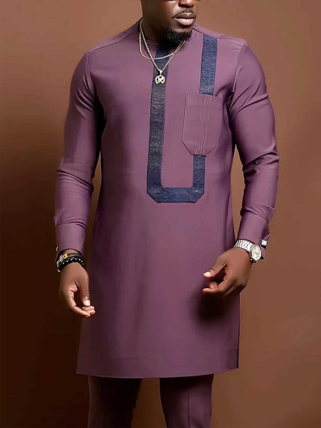 2 pieces of traditional African mens Kaftan evening dress party dress African clothing Dashiki set Robe clothing 2025 X250313
