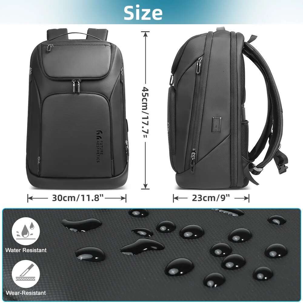 Heroic Knight Business For Men Waterproof Travel 17.3" Laptop Backpack High Capacity Multifunctional Pack USB Charging