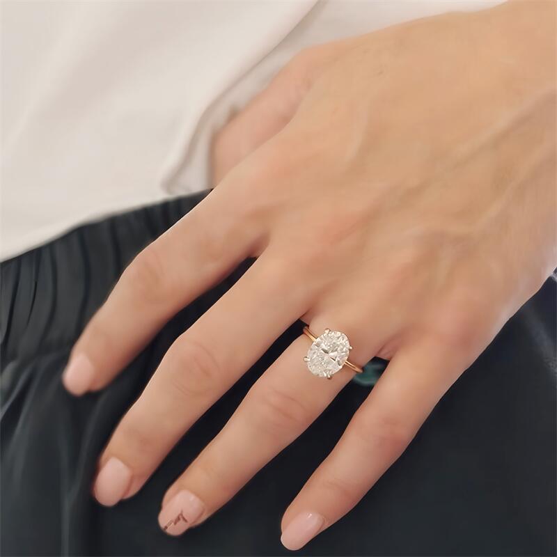 Jewelry 3CT Oval 2 Tones Hidden Halo CVD Lab Diamond Engagement Ring Oval Diamond Yellow And White Gold Wedding For Women