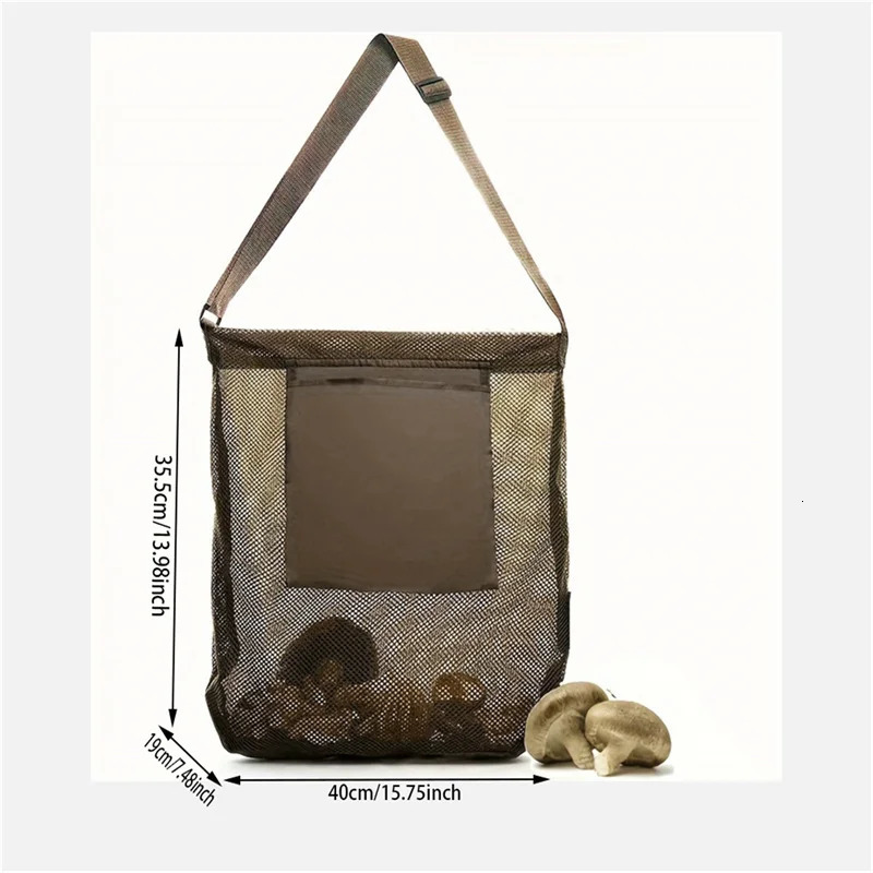 Mushroom Foraging Bag Mesh Outdoors Mushroom Hunting Pouch with Adjustable Shoulder Strap Multipurpose Harvesting Bag Basket R250312
