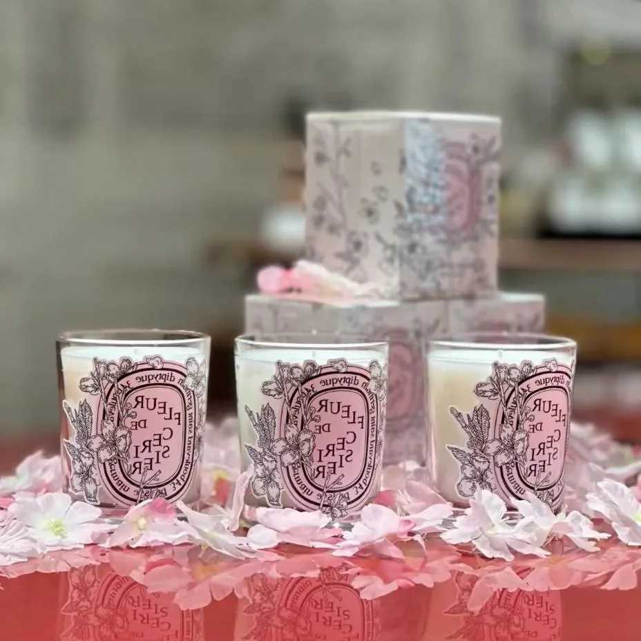 Romantic Limited Diptyques Candles Sakura Scented Fragrance Candle Light Gift High Quty Aromatherapy Perfume Aroma Home DecorC250313