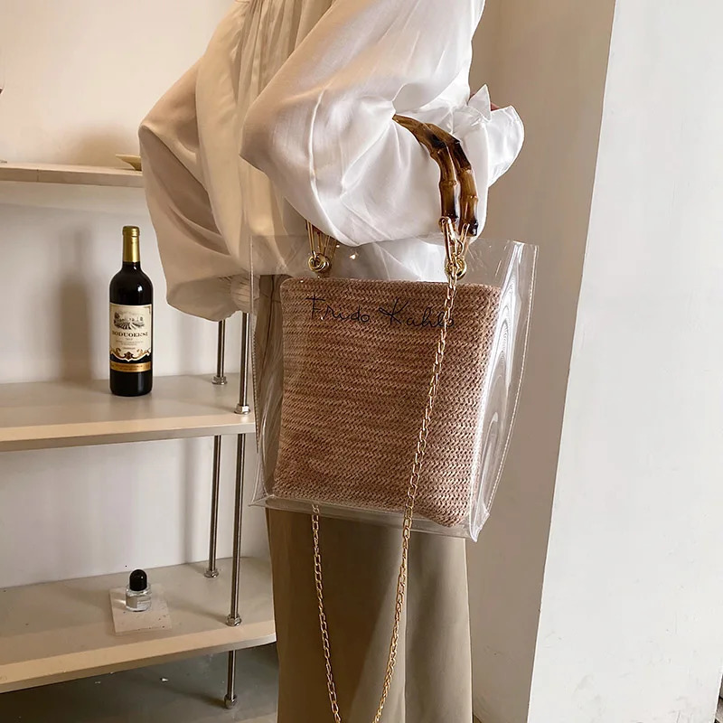 Large Capacity Women PVC Handbags High Quality Ladies Transparent Beach Tote Shoulder Messenger Bags Casual Chain Crossbody Bag R250312