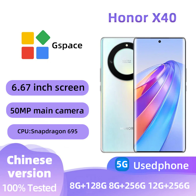 Honor X40 5g smartphone CPU Qualcomm Snapdragon 695 6.67-inch screen 50MP camera 5100mAH charging Android used phone