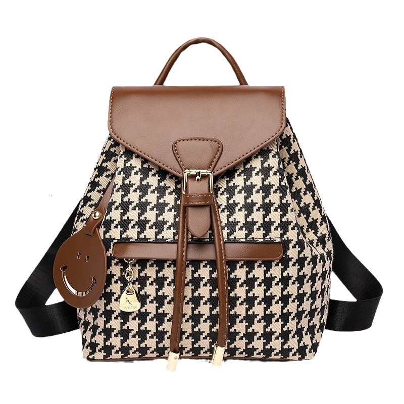 Ladies Fashion Designer Trendy Backpack Checkered Travel Light Premium Multi Functional Outdoor Leisure Storage Bag High Quality Wallet Handbag