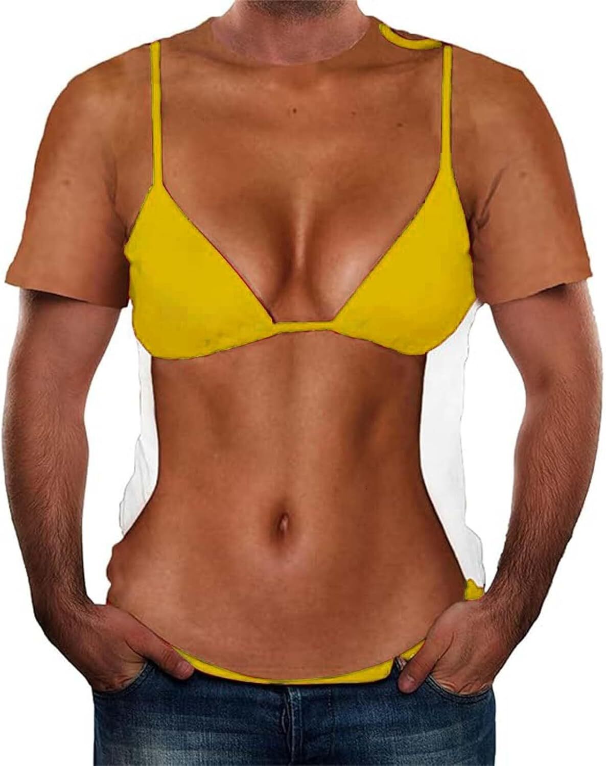 Mens T shirt Womens Mens Funny T Shirts Novelty 3D Bra Print Unisex Fake Bikini Printed Crewneck Top Night Out Clubwear tee Casual tops summer clothes