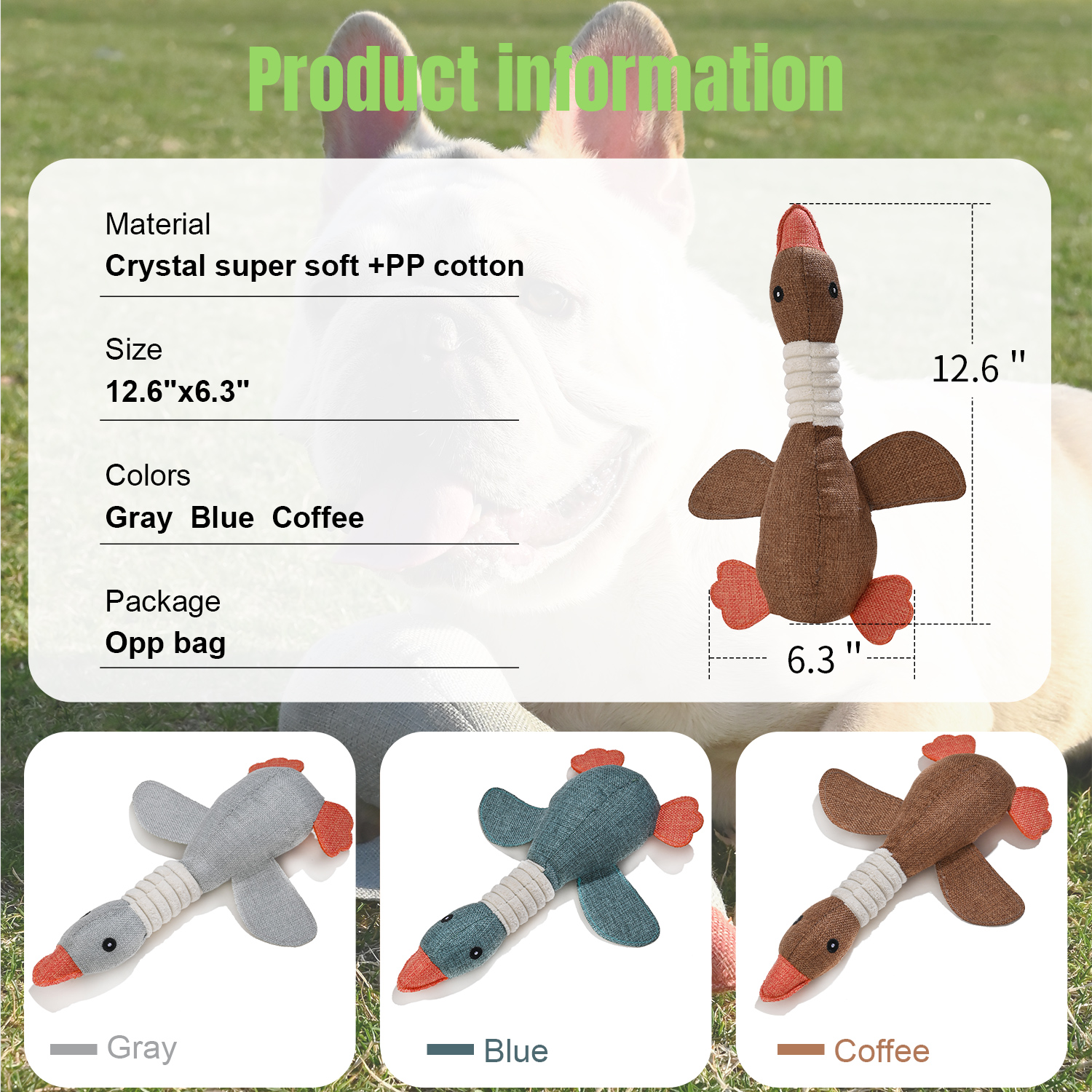 DHPET Squeaky Goose Durable Chew Aggressive Chewers Breed Dog Cat Play Interactive Toys for Small Medium Dogs Teething 12.99 Inch