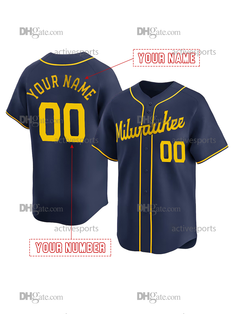 Custom 11 Chourio 22 Yelich Baseball Jersey Contreras Woodruff Hoskins Turang Stitched Number Name Mens Womens Youth