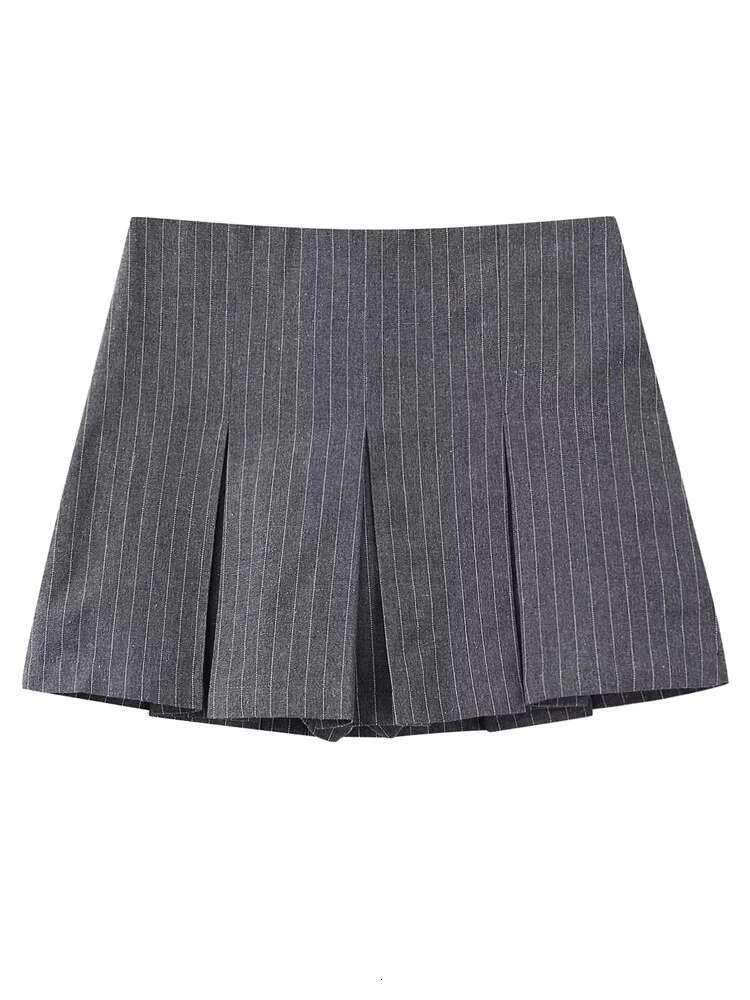 Women's High Waist Skirts Pleated Skirt Women Striped Bermuda Woman Casual Mini Shorts