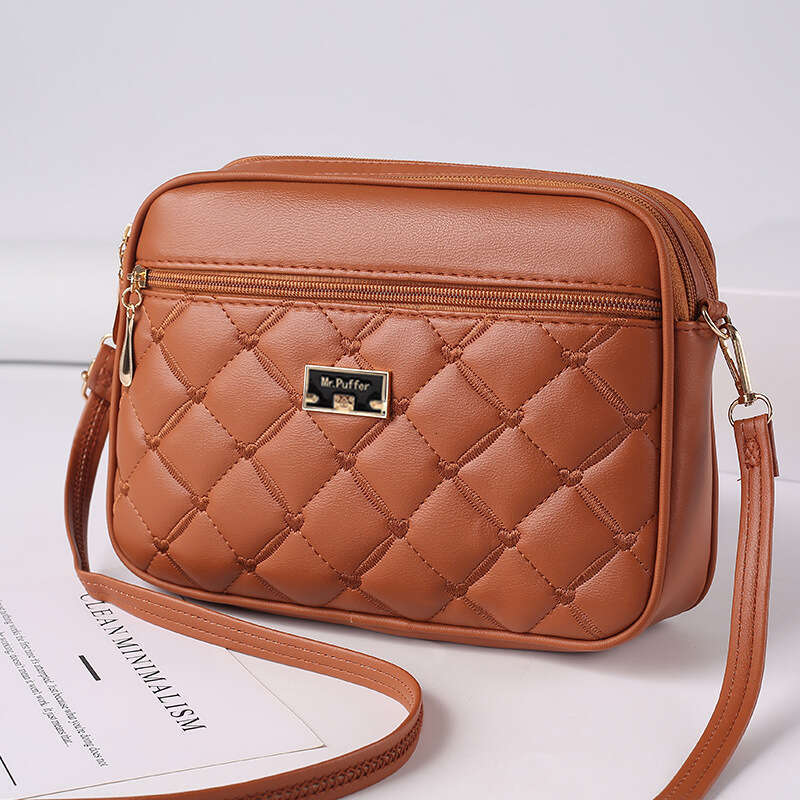 Trendy 2024 New Lingge PU Crossbody Versatile Women's One Shoulder Small Square Bag