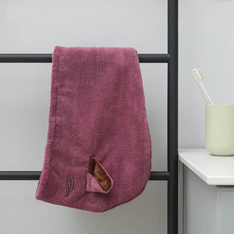 Ultra fine fiber quick drying hair cap bathroom womens head towel cute for girls home shower dry textile 250304