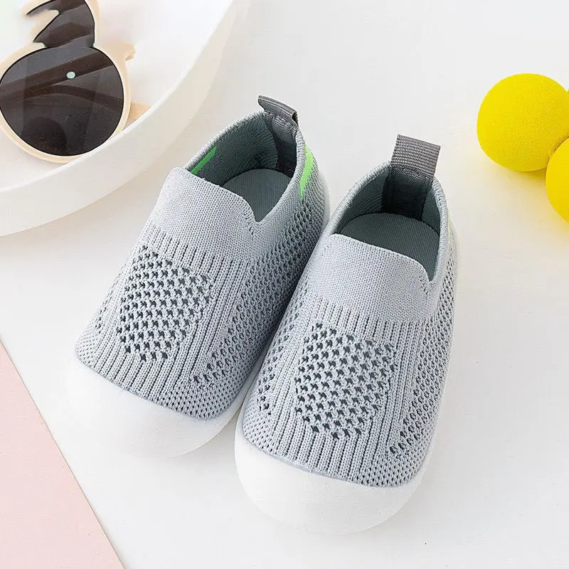 Baby Shoes Anti-slip Breathable Infant Crib Floor Socks with Rubber Sole for Children Girls Boys Mesh Shoes Soft Bottom Slippers 250312